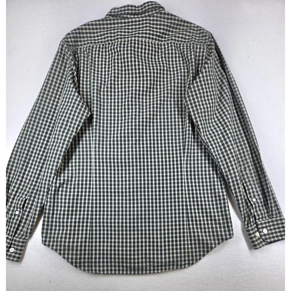Banana Republic Mens Tailored Slim Fit Plaid Button Down Shirt Navy Yellow L